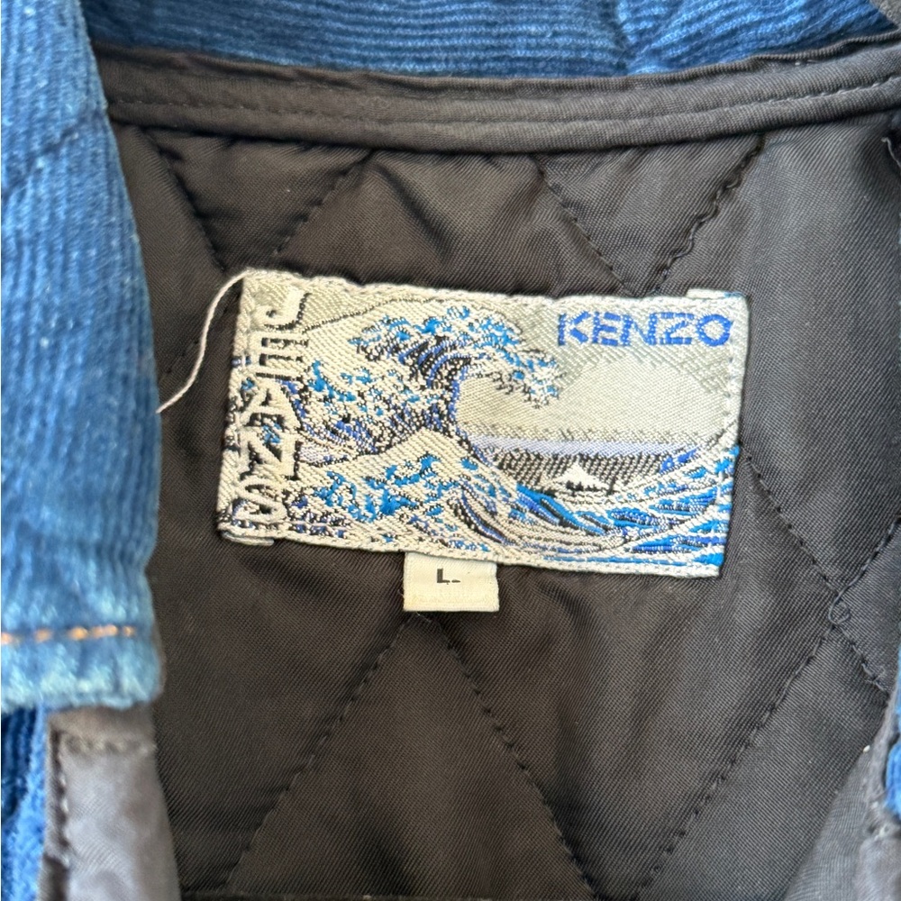 Vintage Kenzo Jeans Blue Quilted Vest with Button Closure - Picture 2 of 3